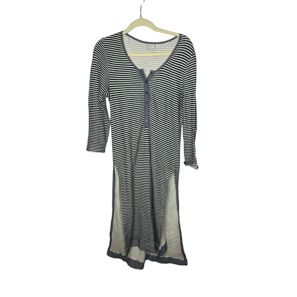 Anthropologie Postmark Striped Henley Tunic Midi Dress large Linen Blend - Picture 1 of 3